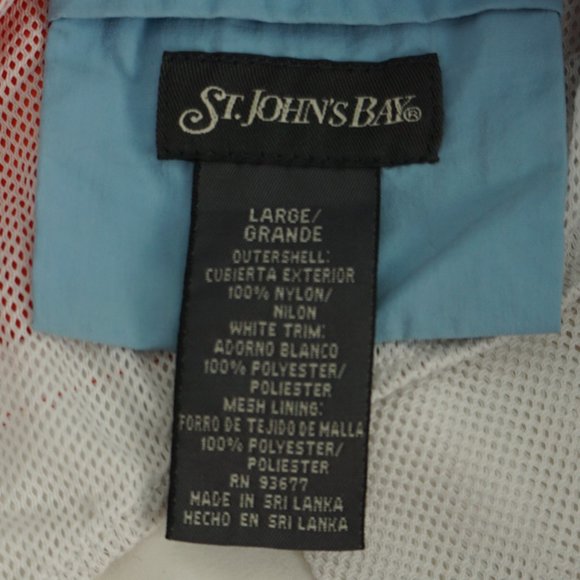 St. John's Bay Swim Shorts Men's Large Orange & Navy Blue Colorblock Above Knee - Picture 3 of 3